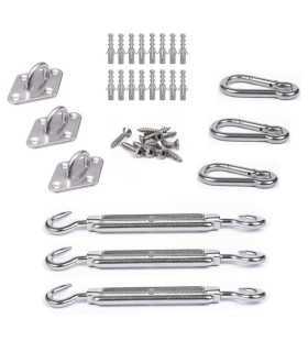 Kit tendeur voile d'ombrage 3 points de fixation inox