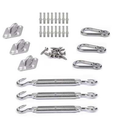 Kit tendeur voile d'ombrage 3 points de fixation inox