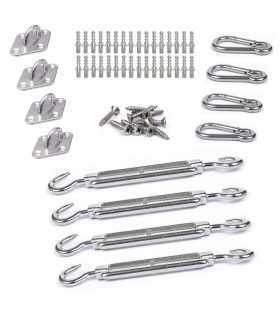Kit tendeur voile d'ombrage 4 points de fixation inox