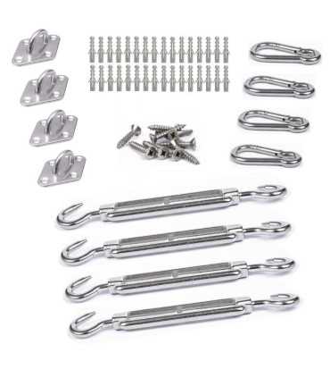 Kit tendeur voile d'ombrage 4 points de fixation inox