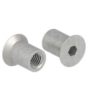 Écrou douille inox tête fraisée M5 M6 M8 A1 A4 | Six pans creux