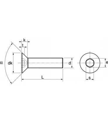 Vis métaux FHC-BTR 6 pans creux fraisée inox A4 AISI 316