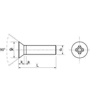 Vis métaux inox A4 tête PH fraisée