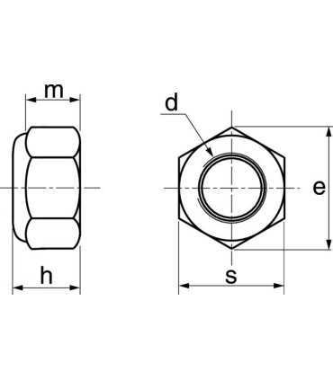 Ecrous hexagonaux freins inox A2
