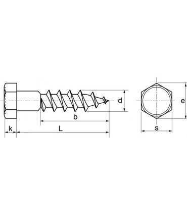 Schéma technique vis tirefond DIN 571
