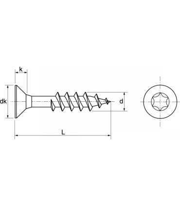 Vis bois TX inox A4 filetage partiel