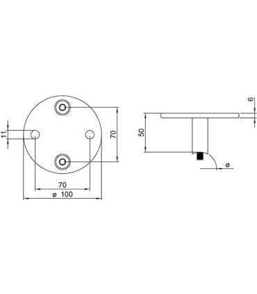 Platine murale à l'anglaise ronde M1 inox pour tube