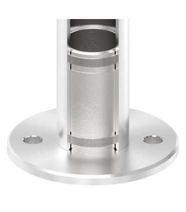 Platine au sol inox à manchonner sur tube inox.