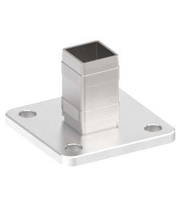 Platine inox 40x40 mm à manchonner A2 A4 – fixation poteau carré