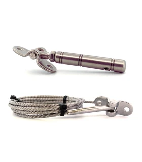 Kit câble inox Ø4 mm avec serti articulé et tendeur articulé A4 pour garde-corps terrasse et balcon.