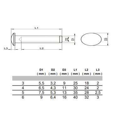 Câble 4mm inox A4  7x7 serti bombé 1 coté