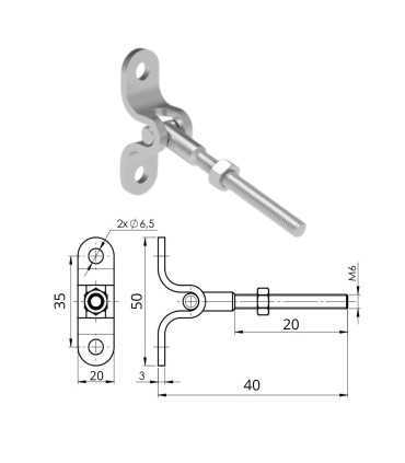 Kit 1m50 câble 7x7 4mm serti en inox + tendeur articulé en inox.