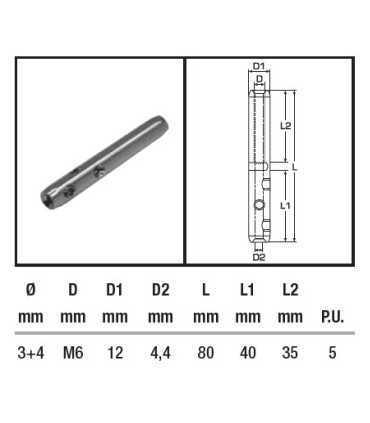Tendeur inox - droit câble de 3 à 4 mm