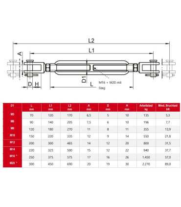 Tendeur câble chape-chape inox A4.