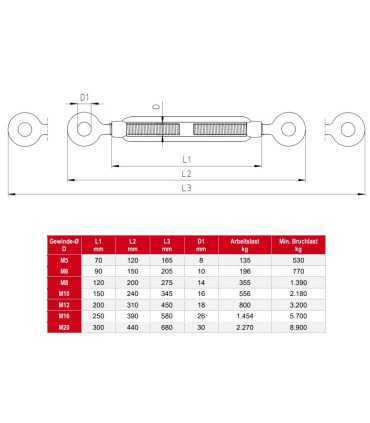 Tendeur câble anneau-anneau inox A4
