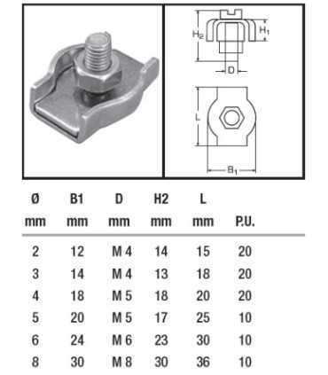 Serre câble simple inox A4