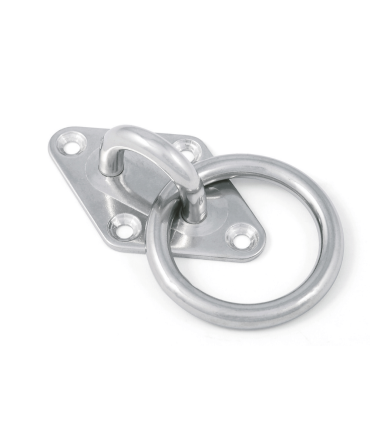 Pontet sur platine losange avec anneau inox A2