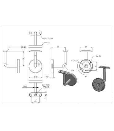 Support de main courante mural inox A4