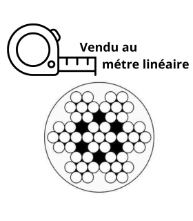 Câble inox A4 7x7 gainé PVC transparent 3x4 mm et 4x5 mm vendu au mètre linéaire pour garde-corps