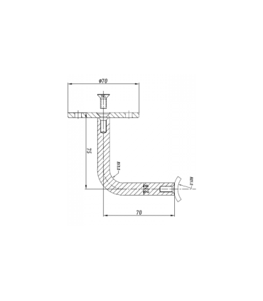 Schéma technique support mural inox A2 – Dimensions et points de fixation