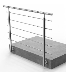 Kit garde-corps inox lisses Ø12 mm à l’anglaise – poteau Ø42,4