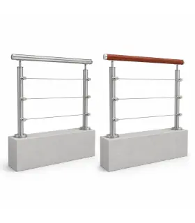 Garde corps de muret inox et sapelli