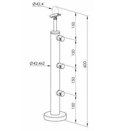 Garde-corps de muret inox à lisses – rehausse 60 cm