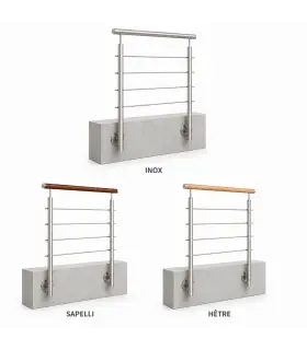 Garde corps à l'anglaise inox sapelli hêtre