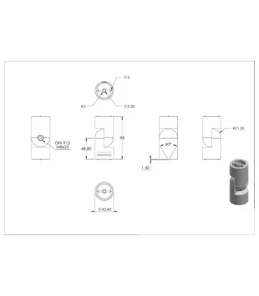 Connecteur orientable inox pour main courante bois