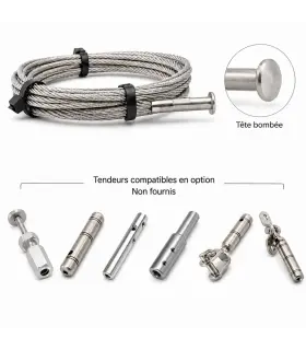 Câble inox 4 mm 7x7 serti bombé 1 côté – A4 garde-corps