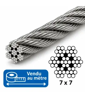 Câble inox garde-corps A4 7x7 au mètre – Ø3 à Ø6 mm