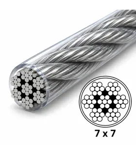 Câble inox 7x7 gainé PVC transparent en couronne