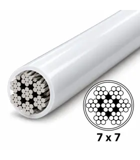 Câble inox 7x7 gainé PVC blanc en couronne