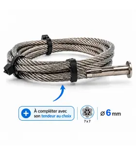 Câble inox 6 mm 7x7 serti bombé 1 côté – A4 garde-corps