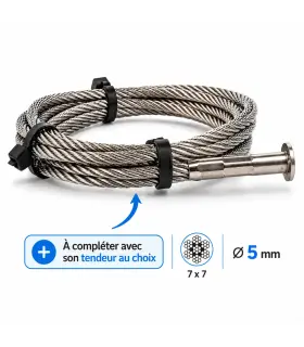Câble inox 5 mm 7x7 serti bombé 1 côté – A4 garde-corps