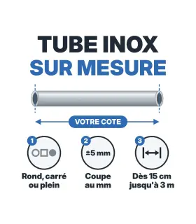Tube inox coupé sur mesure au mm – main courante, garde-corps
