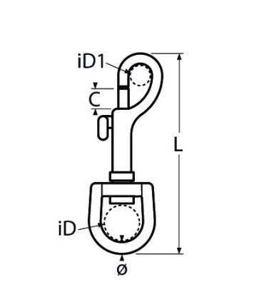 Mousqueton targette à émerillon inox A4