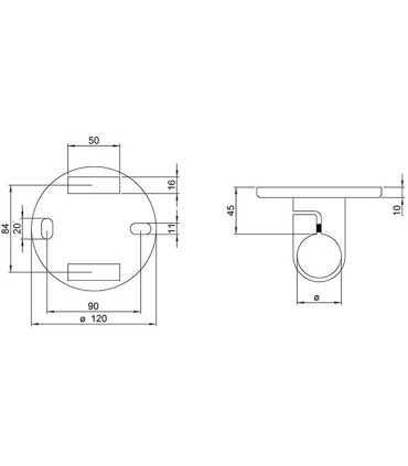 Platine murale ronde D120 mm  inox pour  tube inox 42