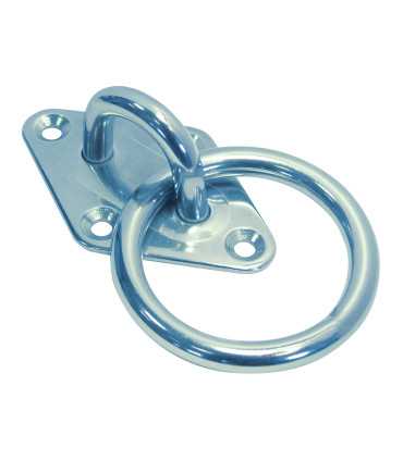 Pontet sur platine losange avec anneaux inox A2