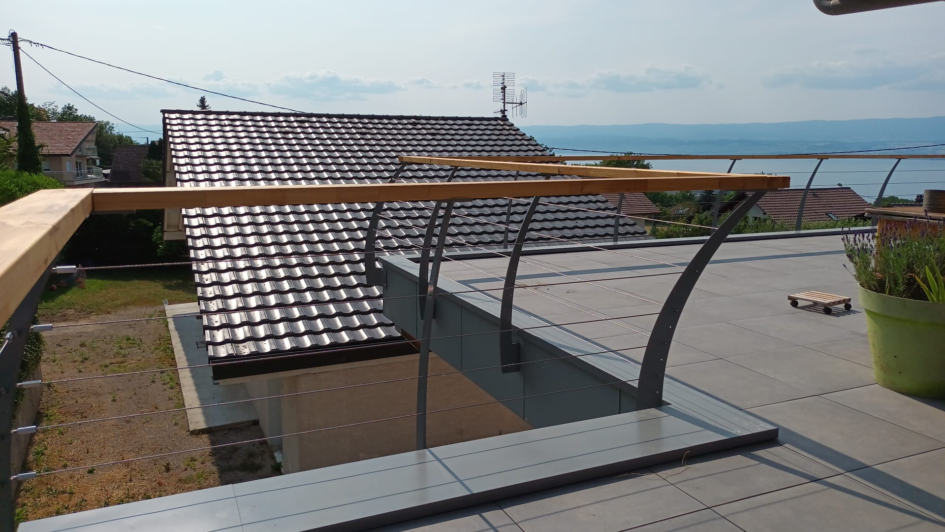 Draguignan – pose à la française – 3 câbles inox 4 mm – lisse de renfort 12 mm