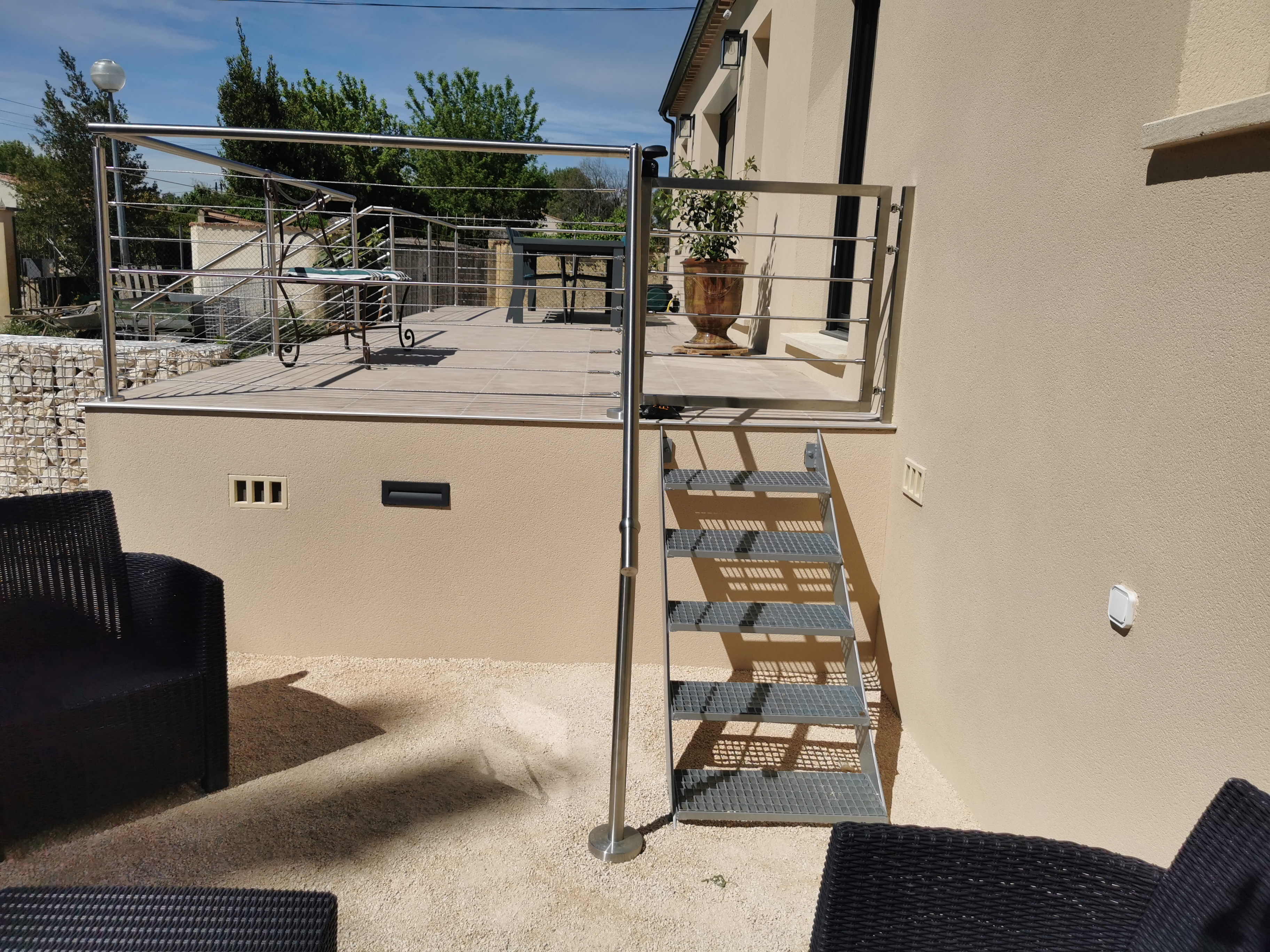 Détail finition garde-corps inox – lisse 12 mm